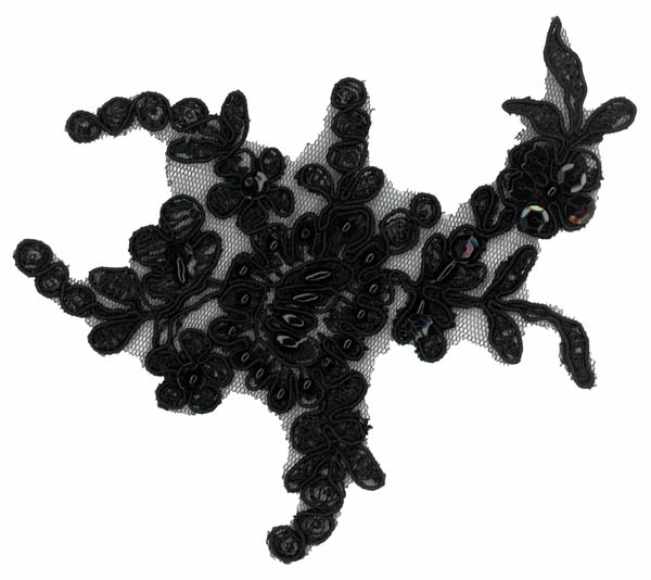 CORDED BEADED MOTIF - BLACK